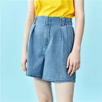 佐丹奴短裤女装夏季裤子花苞腰显瘦款纯棉高腰牛仔女短款05400336