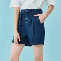 佐丹奴短裤女装夏季裤子花苞腰系带款纯棉高腰牛仔女短款05400337