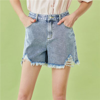 佐丹奴短裤女破洞新款高腰裤子渐变浅色纯棉牛仔裤女短款05400338