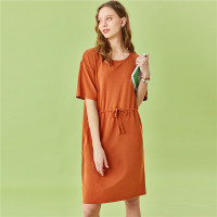 佐丹奴裙子女装新款莫代尔棉休闲款抽绳短袖连衣裙05460496