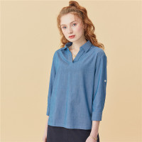 佐丹奴衬衫女装新款V领休闲上衣女七分袖女生衬衣13340205
