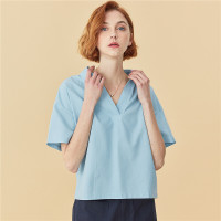 佐丹奴白色衬衫女装新款休闲上衣女生短袖衬衣13340208