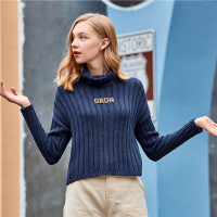 佐丹奴女款厚实撞色字母高领套头针织衫 05359852