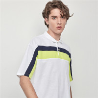 佐丹奴Polo男装宽松落肩袖印花上衣拼色珠地布短袖POLO衫01010394