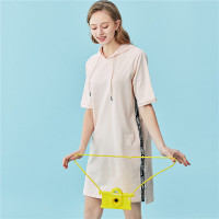 佐丹奴卫衣裙新款休闲连帽裙子侧织带短袖女生卫衣连衣裙05460136