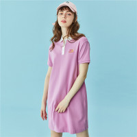 佐丹奴裙子新款女装弹力棉宽松款刺绣POLO领连衣裙05460482