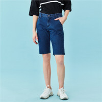佐丹奴牛仔短裤女装夏季骑行裤女修身深蓝色牛仔裤女短款13400202