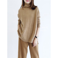 绒运利达羊绒衫女装宽松高领中长款毛衣秋冬新款慵懒针织打底衫