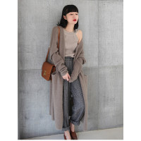 绒运利达韩版秋装新中长款羊毛衫针织开衫宽松长袖加厚慵懒毛衣外套秋冬女