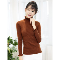羊绒衫女套头针织衫紧身半高领毛衣短款