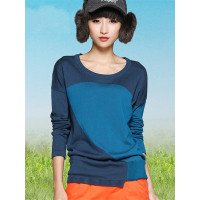 绒运利达羊绒衫新款秋冬装圆领套头拼接纯大码女