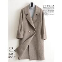 2018韩版宽松显瘦千鸟格人羊绒外套女中长款茧形双面呢羊毛大衣