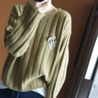 绒运利达羊绒衫女装套头宽松慵懒短款针织毛衣打底衫百搭韩版羊毛上衣