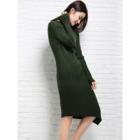 自营 绒运利达新款羊绒衫中长款毛衣裙斜下摆打底衫高弹包臀套头连衣裙BF1167/00600