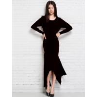 自营 绒运利达秋冬新款女圆领修身显瘦超长款羊绒裙气质淑女毛衣1175/00700