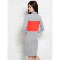 自营 绒运利达秋冬女式羊绒衫撞色高领修身开叉中长裙羊绒衫加厚BF177/00600