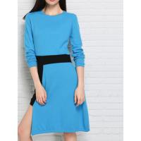 自营 绒运利达中长款套头羊绒衫拼色裙打底衫长袖毛衣连衣裙BF1179/00500