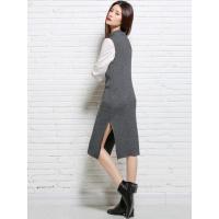 绒运利达秋冬中长款羊绒背心裙女过膝无袖针织连衣裙外穿半高领BF1146/00600