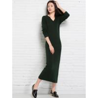 自营绒运利达冬新款女针织连衣裙中长款修身V领打底针织包臀裙外套BF1050/00600