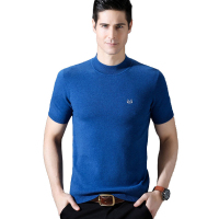 恒源祥男士T恤春款短袖羊毛衫男半高领半袖T恤纯色针织打底