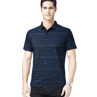 恒源祥男士短袖t恤夏款条纹中青年男T恤翻领商务棉polo衫