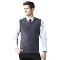 恒源祥男士纯羊毛衫秋冬款背心打底中年商务休闲针织毛衣