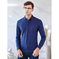 恒源祥男士长袖T恤款男士翻领纯色宽松中青年休闲上衣polo衫