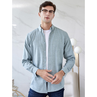 恒源祥男士长袖衬衫秋款中年男士竖条纹衬衣含棉商务长袖休闲上衣