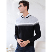 恒源祥男士针织衫2020春秋款男假两件毛衣韩男士针织保暖打底