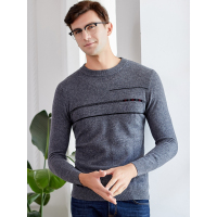 恒源祥男士纯羊毛衫秋冬款男士圆领羊毛衫时尚休闲保暖针织毛衣打底上衣