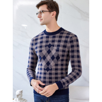 恒源祥男士纯羊毛衫秋冬款圆领纯羊毛针织打底保暖羊毛衫毛衣