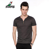 FORTEI富铤 竹纤维T恤男士V领百搭时尚个性休闲夏装