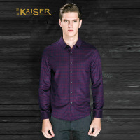 KAISER凯撒 衬衫男士竹纤维长袖休闲时尚格纹衬衣