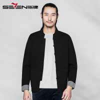 柒牌SEVEN男装羊毛衫盘扣中国风针织衫复古男外套