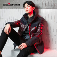 柒牌SEVEN男士羽绒服时尚撞色连帽羽绒外套休闲男装