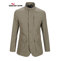 柒牌SEVEN男装秋季中年男夹克男士立领中长款常规茄克衫纯色外套108K20010