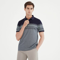 【丝光棉】柒牌男装POLO衫2021夏季商务休闲百搭男士条纹翻领短袖