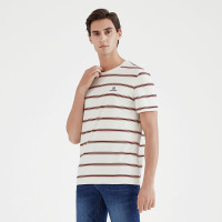 柒牌男装短袖T恤男士潮2021新款夏季条纹休闲文艺百搭弹力T恤衫
