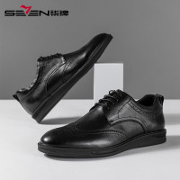 柒牌男士商务时尚休闲皮鞋2021夏季新款头层牛皮潮流百搭鞋子