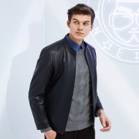 【绵羊皮】柒牌皮衣男2021秋冬新款商务休闲真皮立领青年男装外套