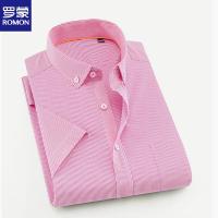 罗蒙（ROMON）男士衬衫2018春季新款男装商务休闲修身纯色衬衣短袖衬衫男