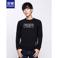 罗蒙（ROMON）卫衣男士韩版修身长袖2018新款宽松字母印花运动衫3WT73274黑色