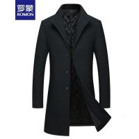 罗蒙（ROMON）风衣男士羊毛呢长款商务休闲保暖外套