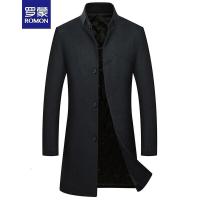 罗蒙（ROMON）立领大衣男士2018秋季新款中长款商务保暖羊毛呢外套