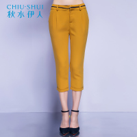 秋水伊人新款女装显瘦七分休闲修身铅笔裤F505