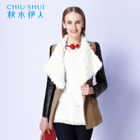 秋水伊人棉衣女冬棉服修身中长款毛呢大衣F159