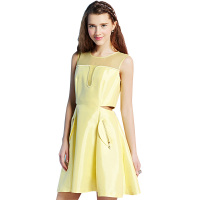 秋水伊人夏装新品女装连衣裙肩部透视拼接E067