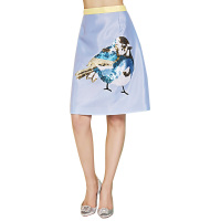 秋水伊人 夏装新款中裙女亮片绣花A字裙E056