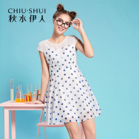 秋水伊人夏季新品流行时尚甜美波点连衣裙FR10