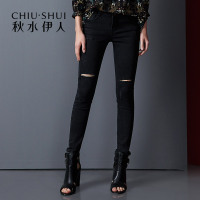秋水伊人 春装修身铅笔裤直身牛仔裤FV19